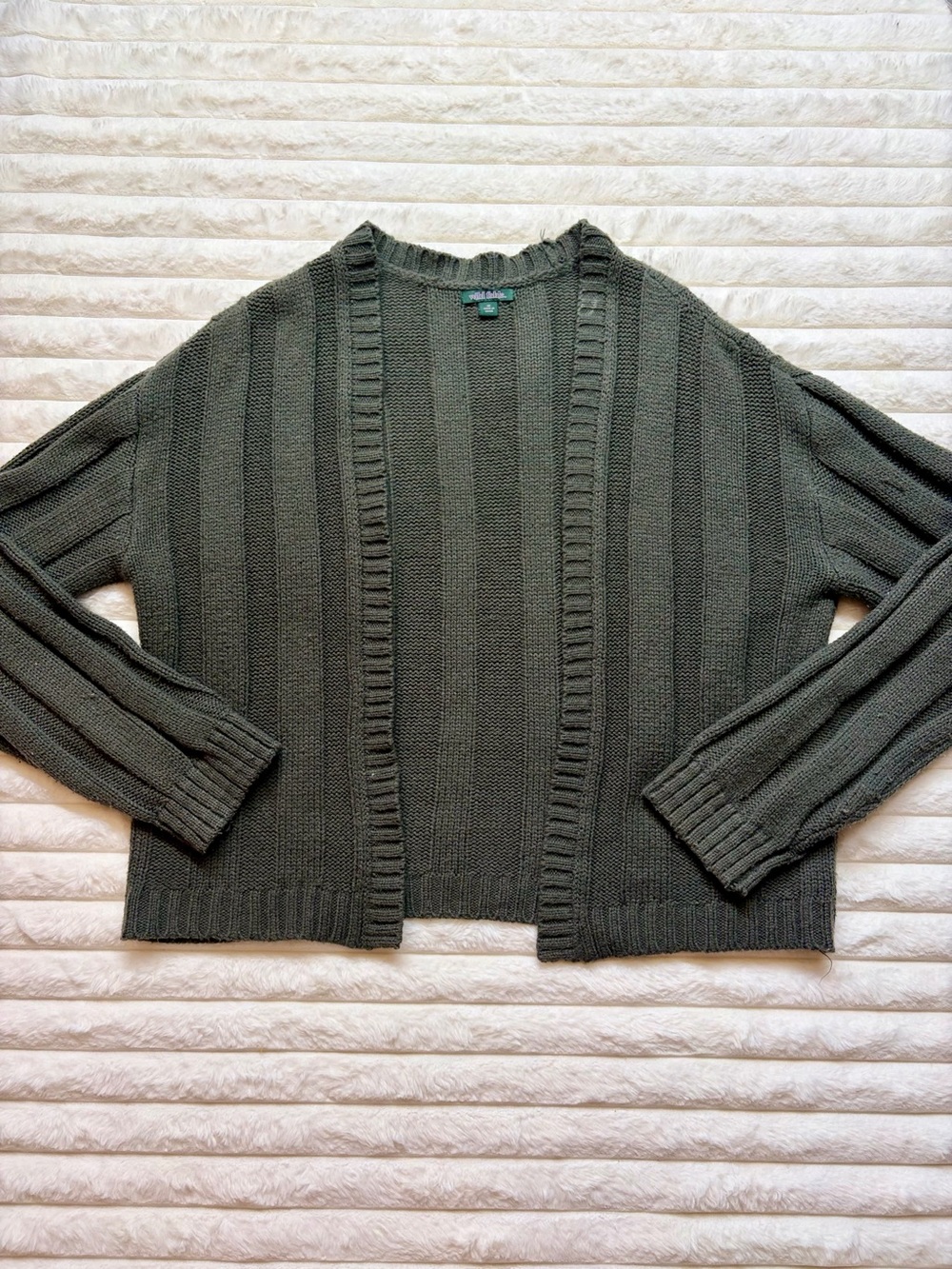 wild fable Olive Green Open-Front Knit Cardigan